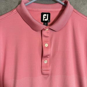 FootJoy Polo‎ Shirt Men's Large Pink Stripes Short Sleeve Pullover Stretch Golf